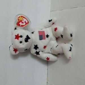 Ty Beanie Original Baby "Glory "  Red White  Blue  Stars  1997